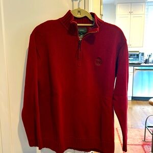unisex Ralph Lauren Burgundy Cotton Sweater Half Zip
